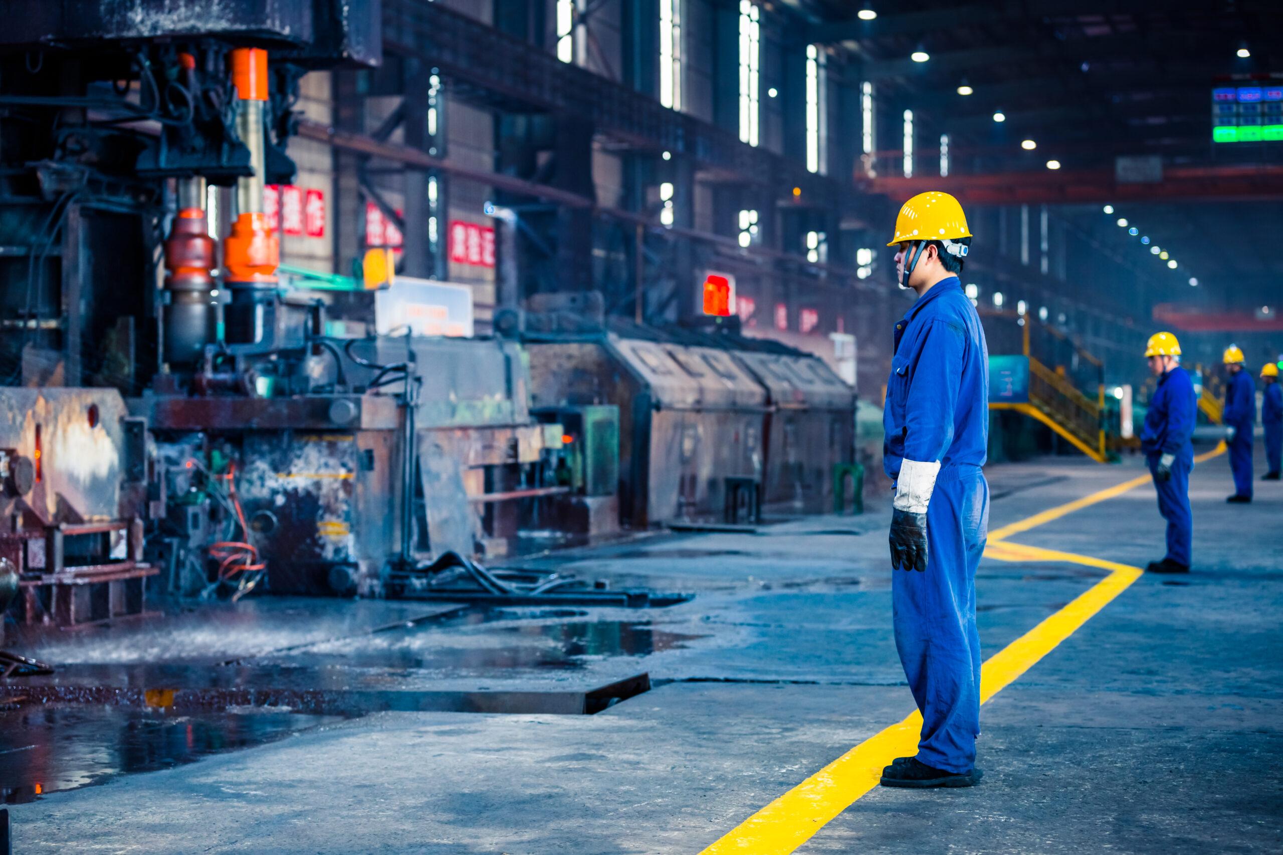 Industry WORKPLACE SAFETY interior view of a steel factory