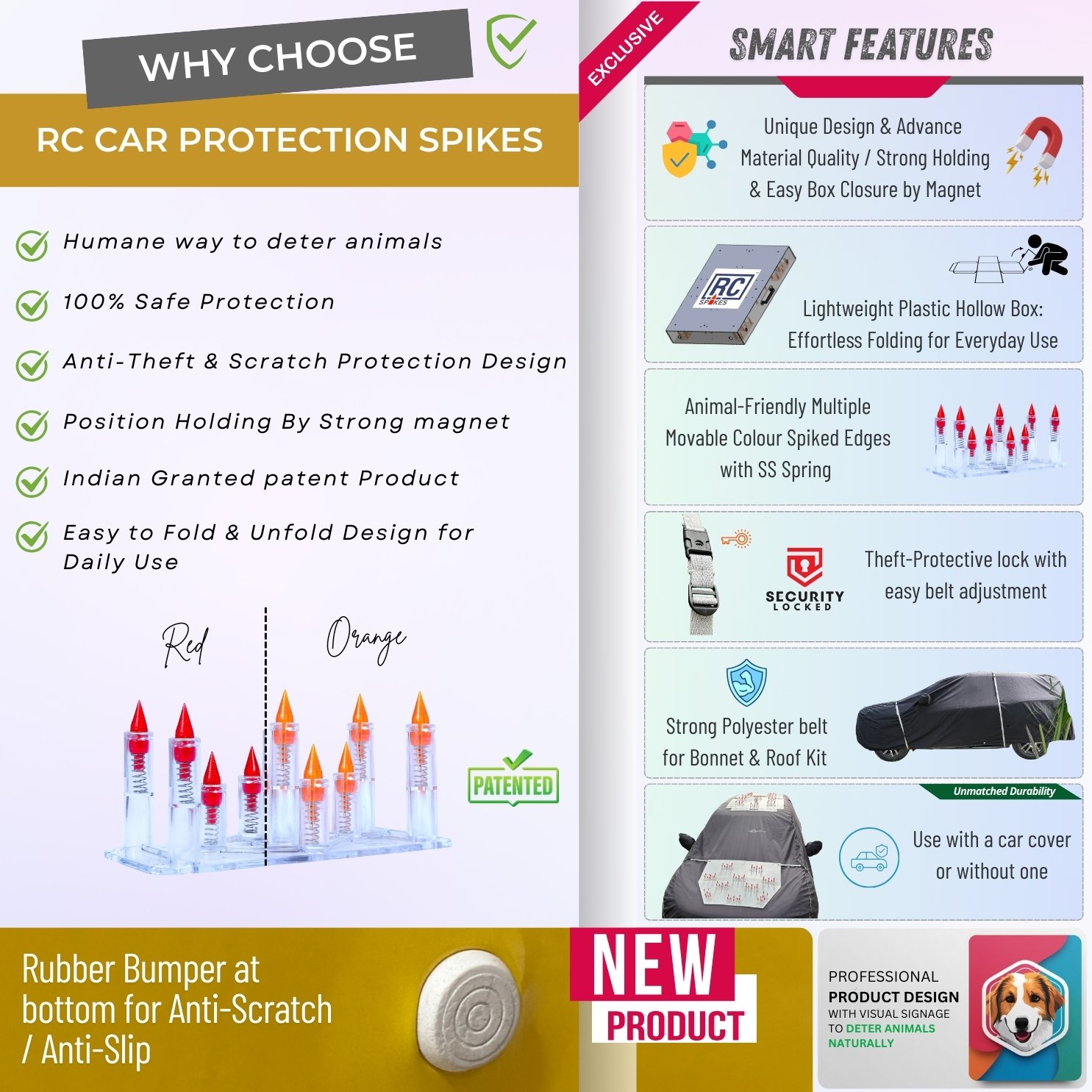 Car Protection Spikes 5 Key features