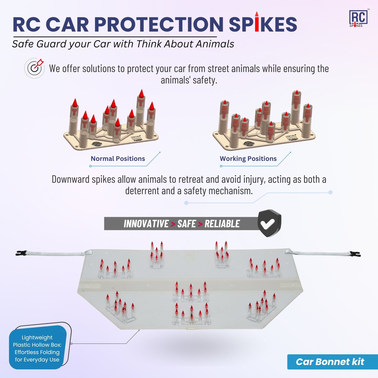 Car Protection Spikes 3 Car Bonnet Kit for Dog and Monkey