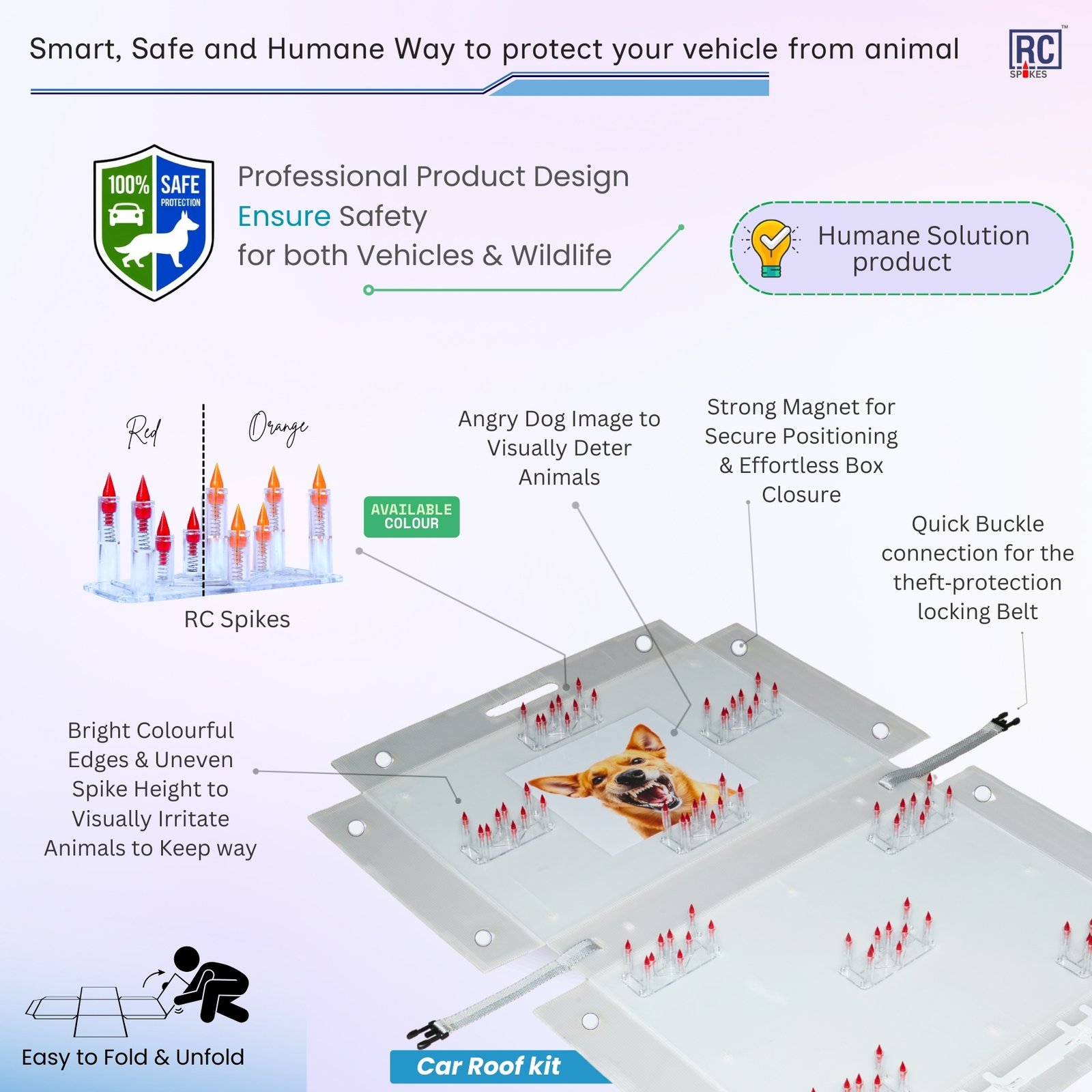 Car Protection Spikes 4 Car Roof Kif for Dog and Monkey